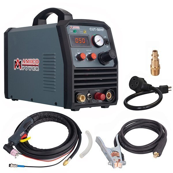 50 Amp Non-touch Pilot Arc Plasma Cutter, Pro. 100-250V Wide Voltage, 3/5 in. Clean Cut Cutting., Amico Electric, Mfr#: CUT-50HF